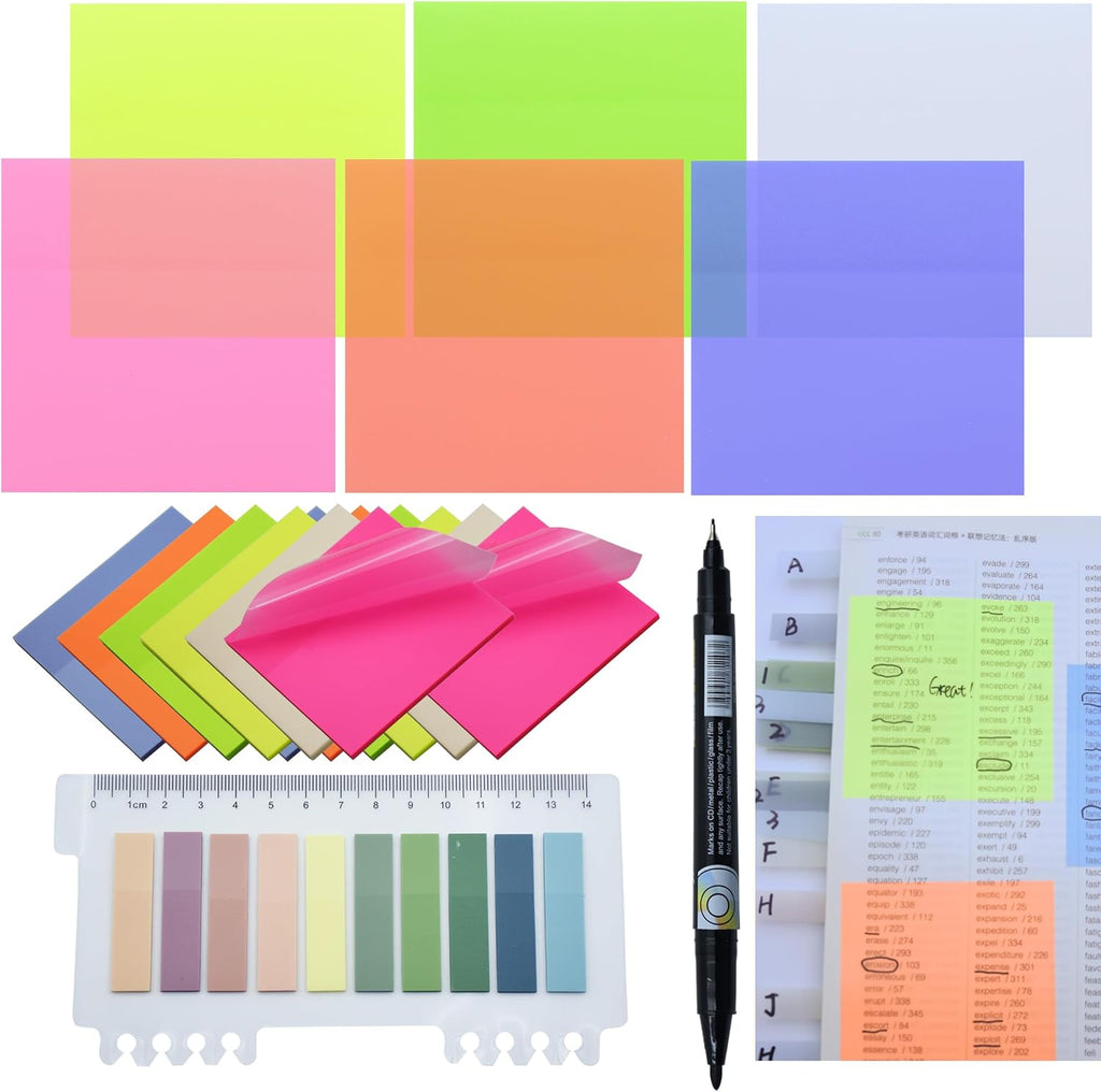 YOUDEFUL 800Pcs Transparent Sticky Note, 3"x3" Clear Sticky Note,Colorful