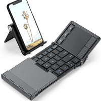 iClever BK08 Foldable Keyboard with Touchpad for Phone and Tablet, Gray