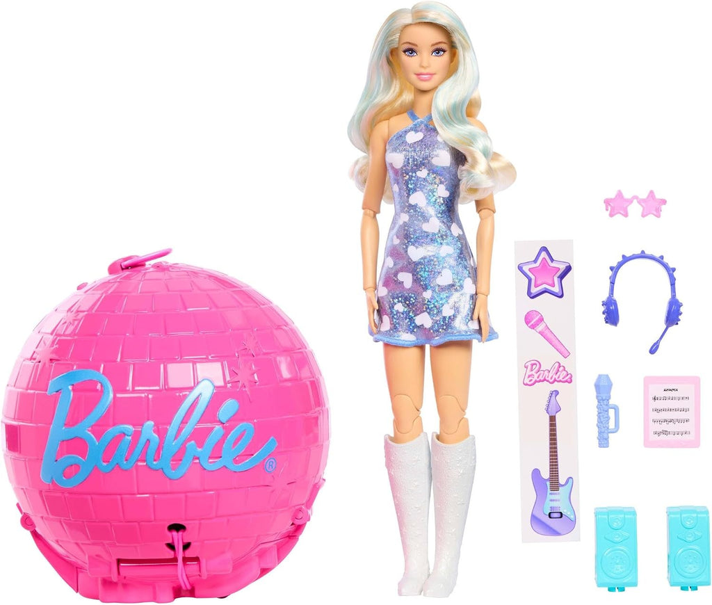 Barbie Team Roll and Reveal Pop Star Doll and Accessories