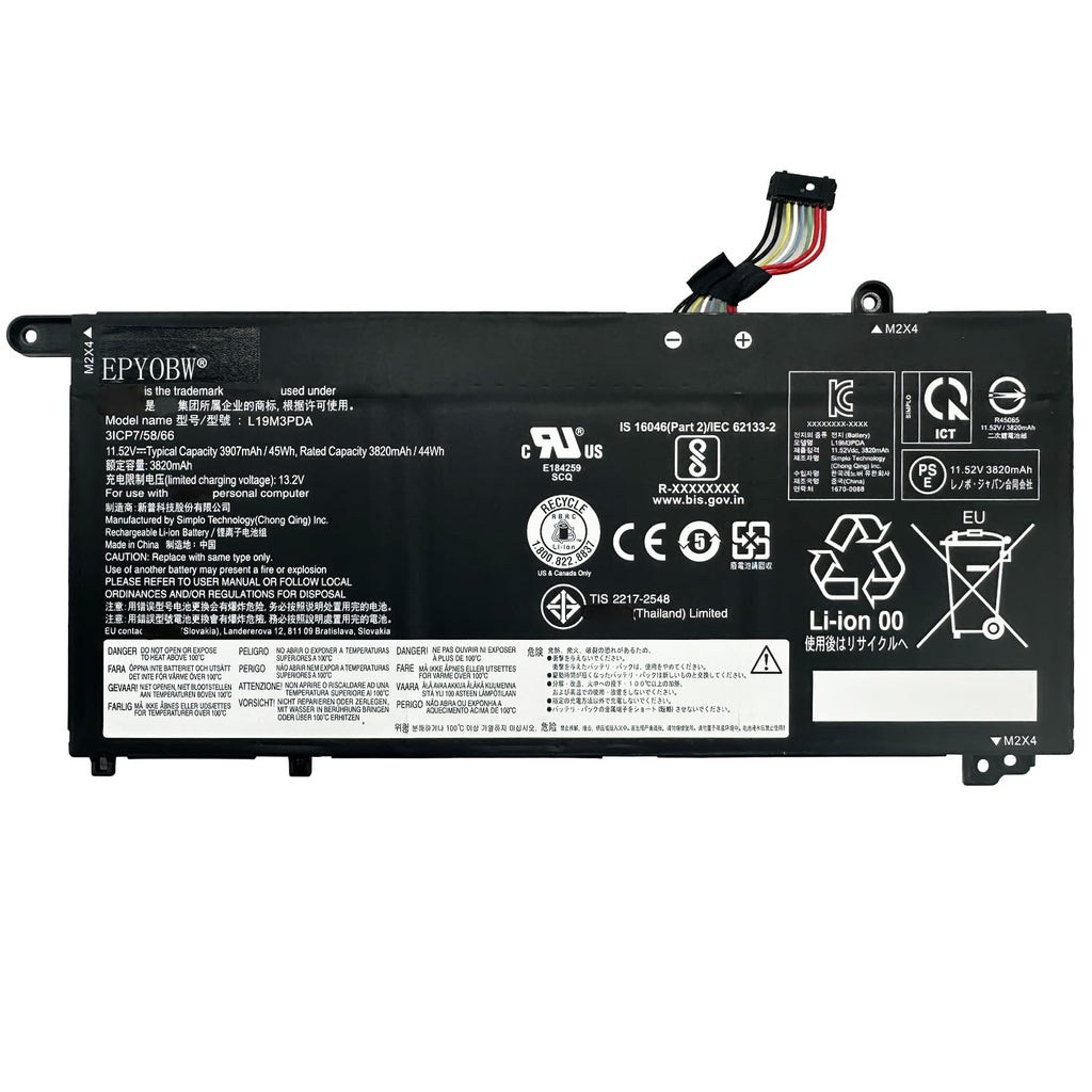 EPYOBW L19M3PDA Battery 45Wh L19D3PDA L19L3PDA 5B10Z21210 SB10Z21199