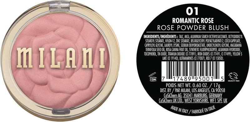 Milani Rose Blush, Powder Blush for Cheeks - Natural Matte - Romantic Rose