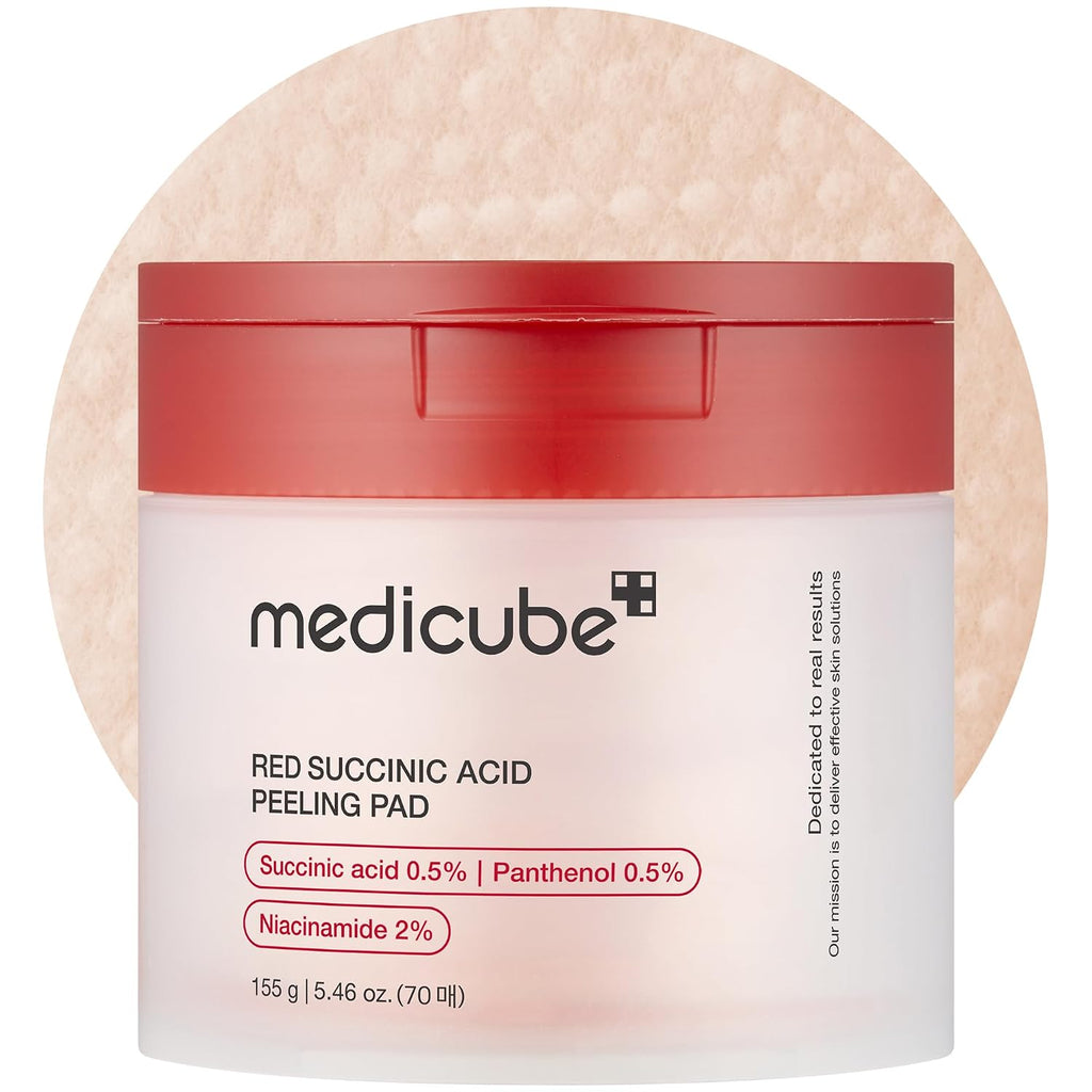 medicube Toner Pads Red Succinic Acid Panthenol Facial Peeling Pad | Exfoliating Toner Pad for Breakout-Prone Skin | Niacinamide, AHA, BHA, and Soothing Panthenol - Non-Comedogenic, 70 Pads (1 Pack) - Red Succinic Acid Pads / 70 Count (Pack of 1)