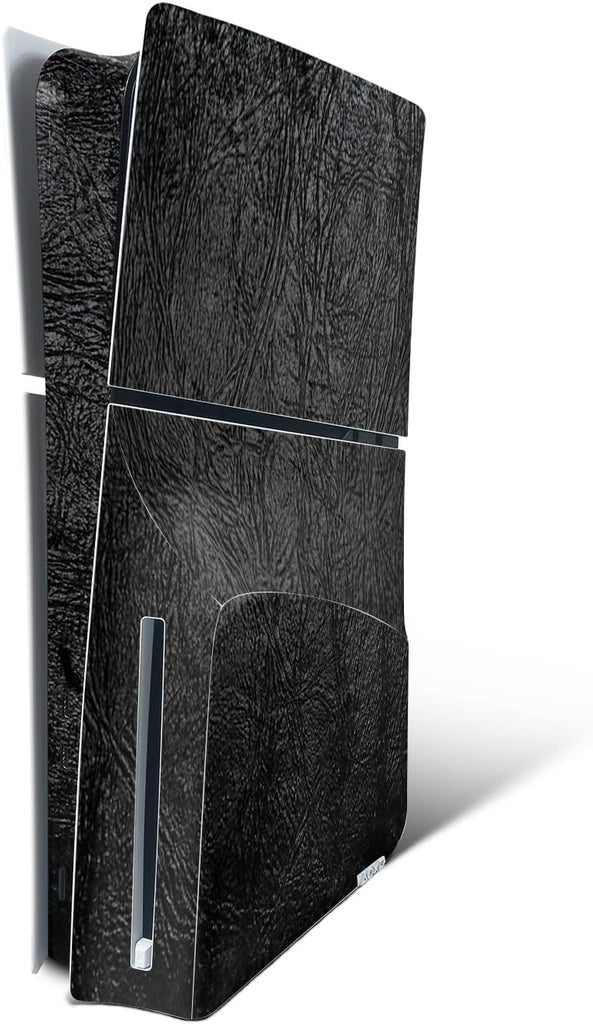 MightySkins Skin Compatible with Playstation 5 Slim Disk Edition Console Only - Black Leather | Protective, Durable, and