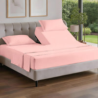 Flex Top Split Head King 4 Piece Sheet Set - Soft & Breathable - Baby Pink