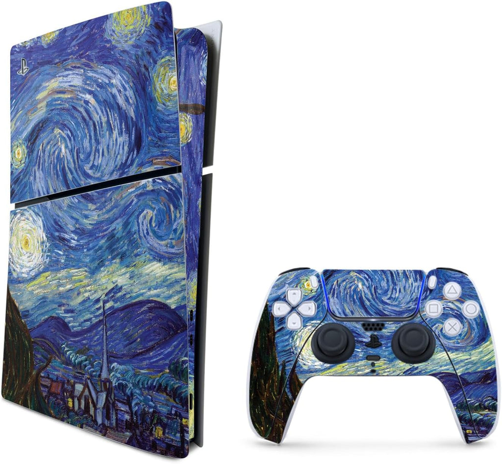 MightySkins Skin Compatible with PlayStation 5 Slim Digital Edition Bundle - Starry Night | Protective, Durable, and Uni
