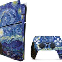MightySkins Skin Compatible with PlayStation 5 Slim Digital Edition Bundle - Starry Night | Protective, Durable, and Uni
