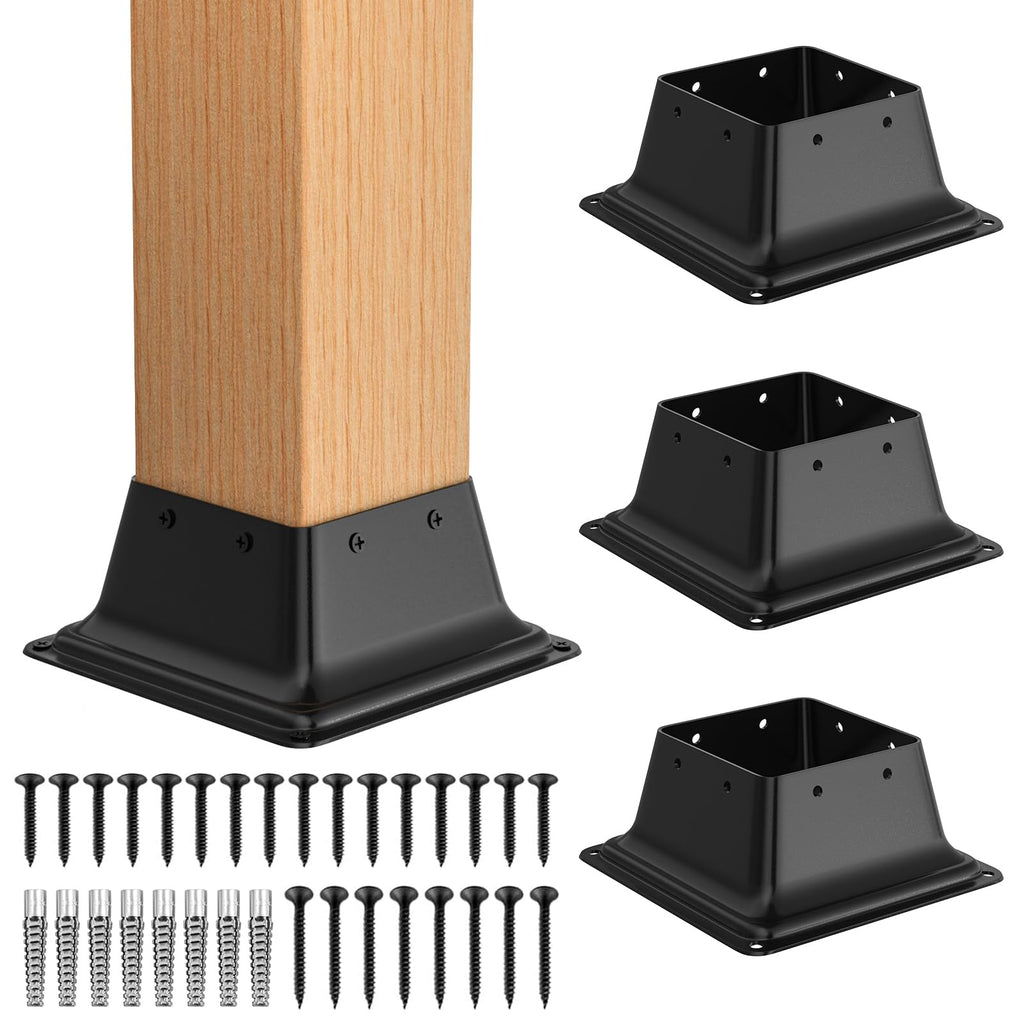 4x4 Post Base 4Pcs, Internal 3.6"x3.6" Heavy Duty Post Bracket