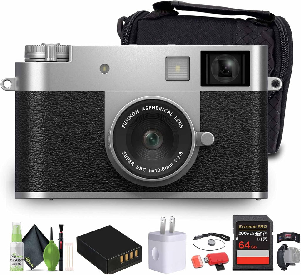 FUJIFILM X Half Compact Point & Shoot Camera (Silver) Bundle