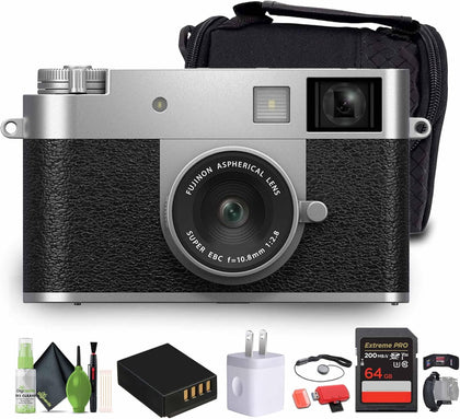 FUJIFILM X Half Compact Point & Shoot Camera (Silver) Bundle