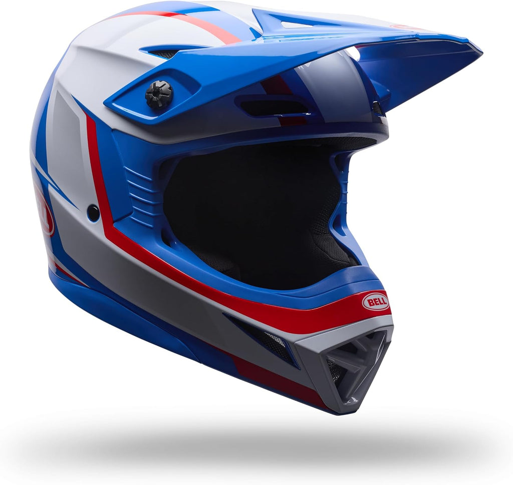 BELL Youth MX-10 MIPS Spiral Dirt Bike Helmet - White/Red/Blue, Youth Medium