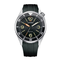 Citizen Reloj deportivo casual Eco Drive para hombre, resistente al agua y manecillas luminosas, Correa de poliuretano negro