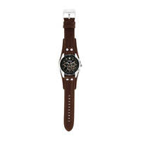 Reloj Fossil Coachman de cuarzo, acero inoxidable y cuero, cronógrafo analógico resistente al agua, color marrón y negro