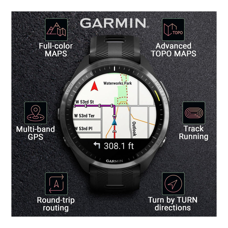 Garmin Forerunner 965 Reloj inteligente premium con GPS para correr y triatlón, incluye pantalla AMOLED y bisel de titanio