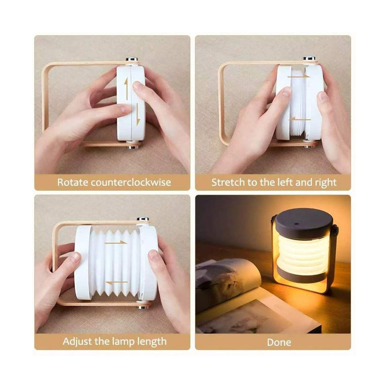 Lámpara 4 en 1 plegable con luz LED, control táctil, intensidad regulable y batería recargable para interiores y exteriores
