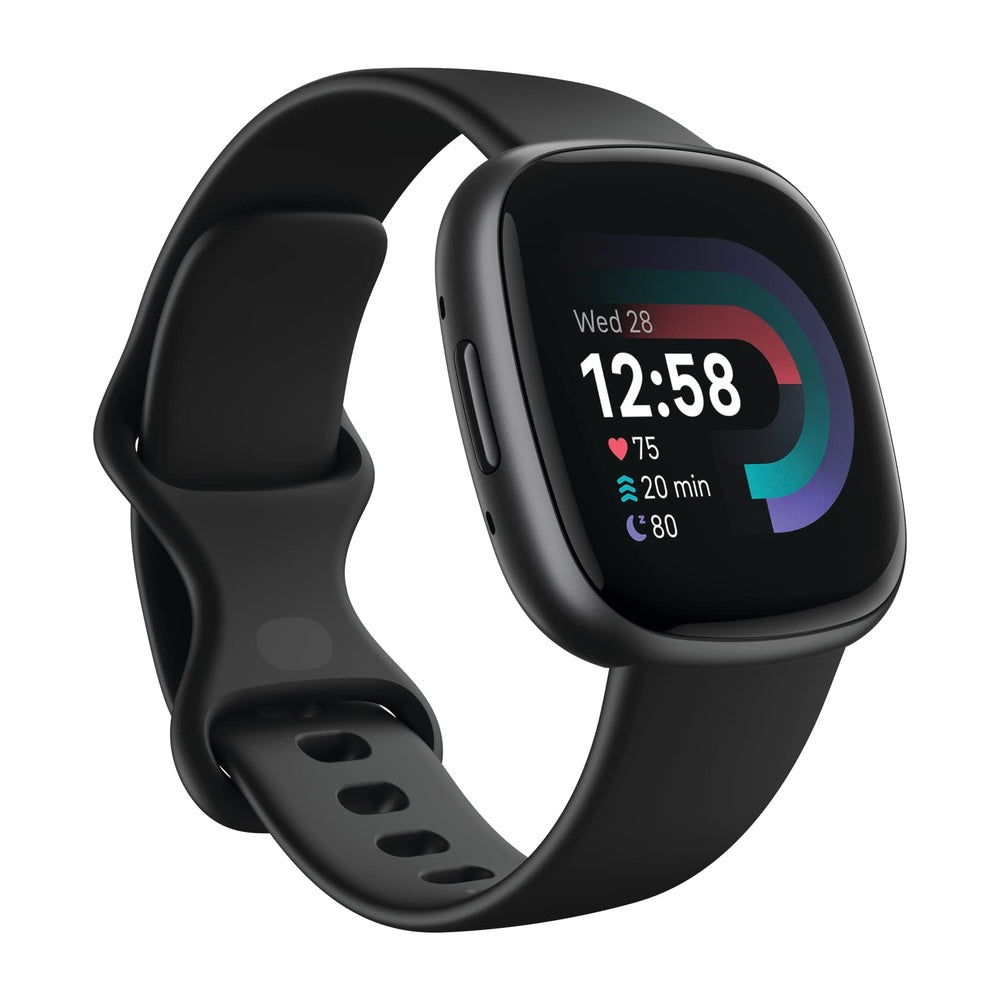 Fitbit Versa 4 Fitness - Reloj Inteligente con Preparación Diaria, GPS, Frecuencia Cardíaca 24/7 y Más, Negro/Grafito, Talla Única