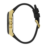Reloj Guess para hombre de acero inoxidable con movimiento cuarzo japonés y correa de silicona negra resistente