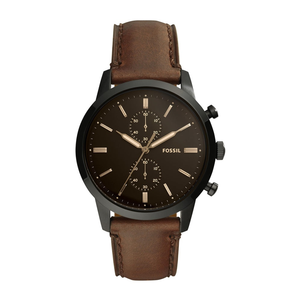 Reloj cronógrafo de acero inoxidable y cuero Fossil Townsman para hombre, estilo clásico y funcionalidad moderna