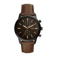 Reloj cronógrafo de acero inoxidable y cuero Fossil Townsman para hombre, estilo clásico y funcionalidad moderna