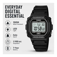 Reloj digital Casio F108WH para hombres, resistente al agua, alarma diaria, cronómetro LED, precisión 30 segundos al mes
