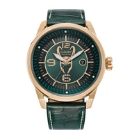 Citizen Eco-Drive Loki - Reloj hombre, acero inoxidable oro rosa, correa piel texturizada verde, modelo: AW1363-06W