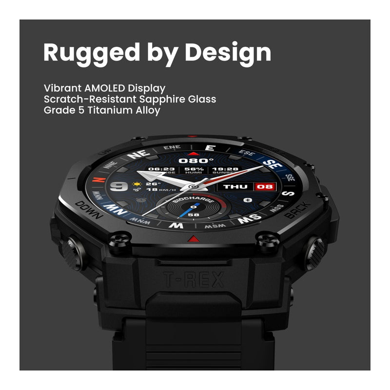 Reloj inteligente Amazfit T-Rex 3 Pro con pantalla AMOLED de zafiro, bisel de titanio y GPS de doble banda