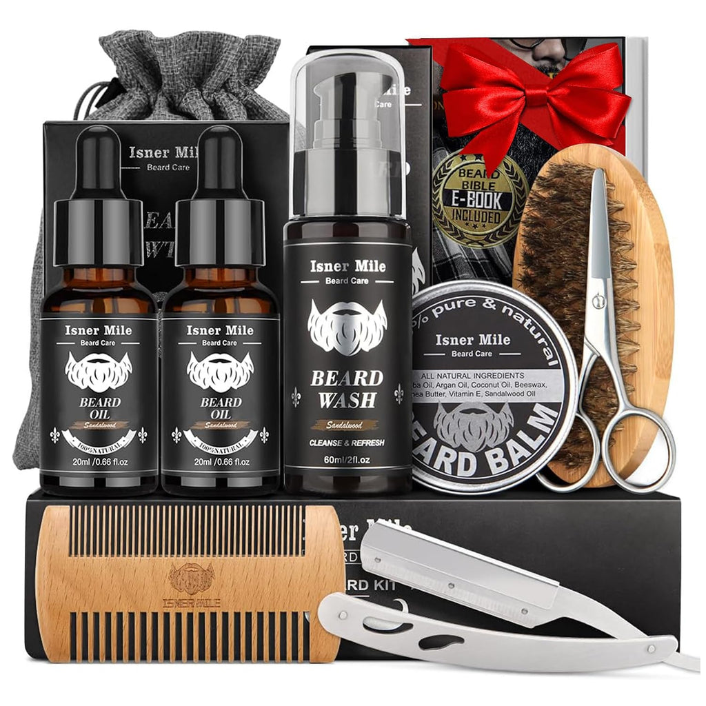 Beard Kit Birthday Gifts for Men Grooming & Care w/ Wash, Brush, Balm, Comb