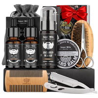 Beard Kit Birthday Gifts for Men Grooming & Care w/ Wash, Brush, Balm, Comb