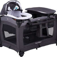 Pamo babe Pack and Play 4-in-1 Baby Playard with Bassinet & Changing Table