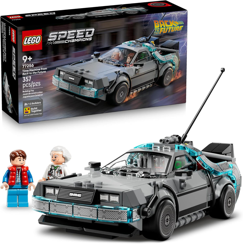 LEGO Speed Champions Time Machine from Back to The Future Building Toy for Kids - Pretend Play & Display Car Toy W/ 2 Bu