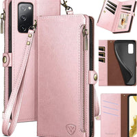 XcaseBar for Samsung Galaxy S20 FE Wallet case with Zipper Credit Card Holder【RFID Blocking】, Flip Folio Book PU Leather