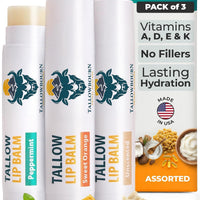 Tallowbourn Moisturizing Grass-Fed Beef Tallow Lip Balm 3pk – Assorted