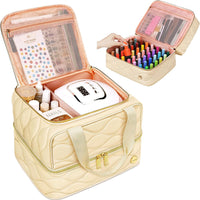 YOREPEK 2 Layer Nail Polish Organizer Case for 42+ Bottles (15ml/0.5 fl.oz)