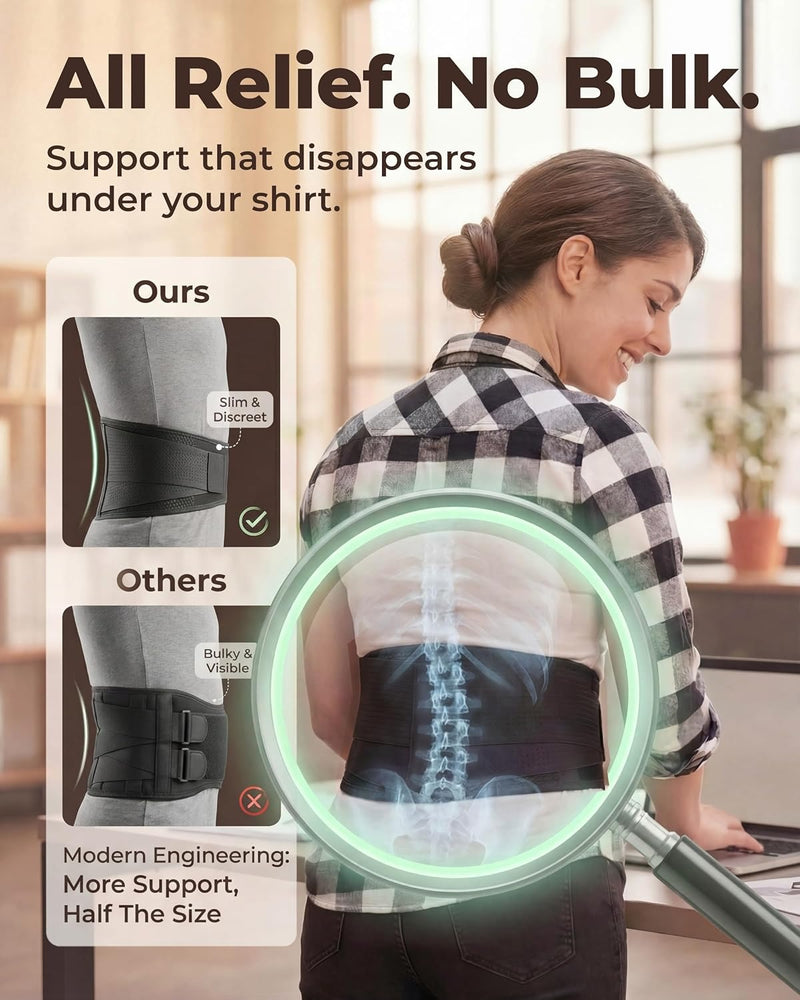 Sparthos - Soporte de espalda para aliviar el dolor de espalda baja - Alivio inmediato de ciática, hernia de disco, escoliosis - Transpirable + Almohadilla de soporte lumbar - Para hombres y mujeres