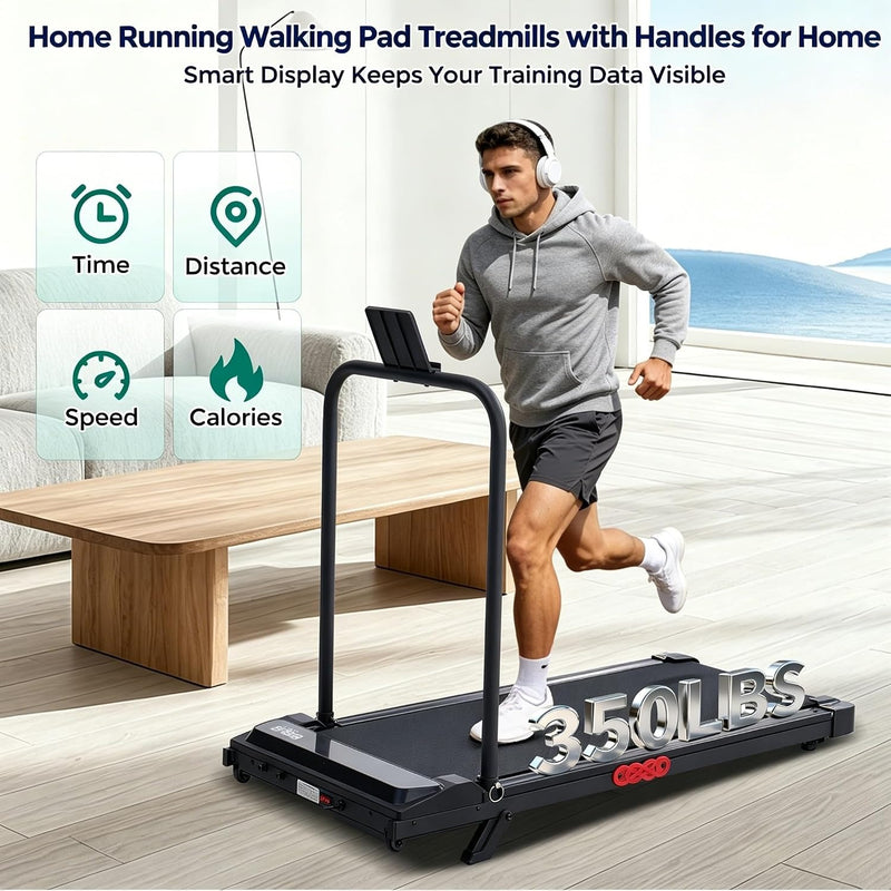Ogpou Portable Walking Pad Treadmill with Handle Bar
