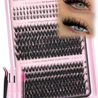 Goddvenus Wispy Eye Lash Clusters Kit Natural Cluster Eyelash Extensions Kit False Eyelash Clusters Fluffy DIY Individual Lash Extensions Kit C Curl