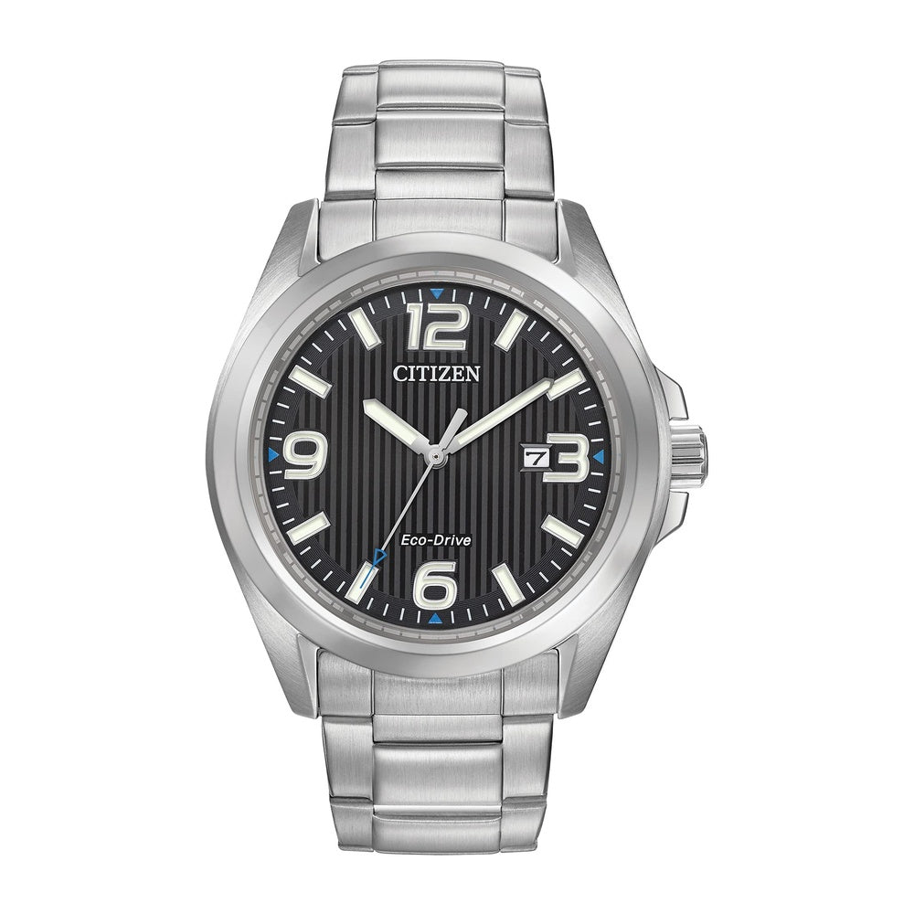 Citizen Reloj Eco-Drive Weekender Garrison Field para hombre en acero inoxidable, esfera negra, modelo AW1430-86E Classic