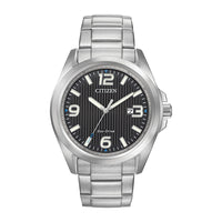 Citizen Reloj Eco-Drive Weekender Garrison Field para hombre en acero inoxidable, esfera negra, modelo AW1430-86E Classic