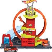 Hot Wheels City Super Loop Fire Station Playset & 1 Toy Car