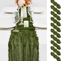 10 Pack Olive Green Table Runner 10Ft Cheesecloth Table Runner Boho Gauze Cheese Cloth Table Runners Romantic Long Sheer