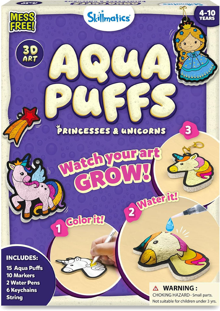 Skillmatics Aqua Puffs Unicorns, Art & Craft Gift for Kids, Paint by Number