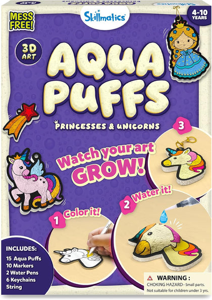 Skillmatics Aqua Puffs Unicorns, Art & Craft Gift for Kids, Paint by Number