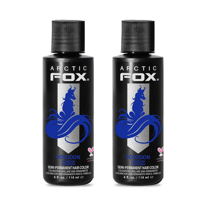 ARCTIC FOX Semi-Permanent Hair Dye Poseidon - Vegan Free Formula - 2 x 4 Oz