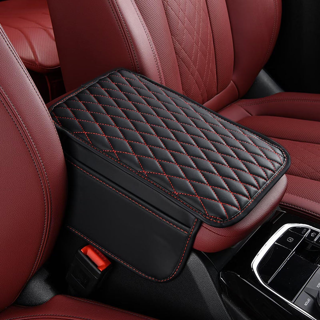 BNMFFYU Car Center Console Cover Fit for Volkswagen Passat: Leather Car Armrest Cover Cushion with 2 Storage Bags - Car