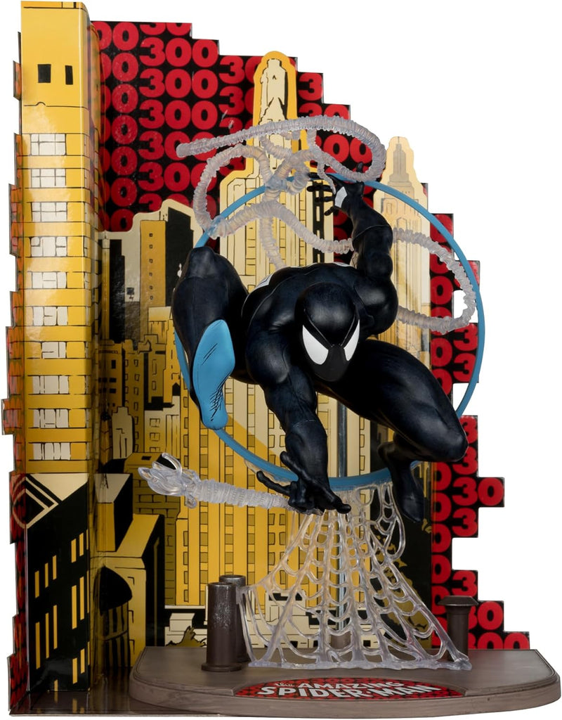 McFarlane Toys Marvel Spider-Man (Symbiote Suit) 1:6th Scale Collectible with Scene & Comic (Based on The Amazing Spider-Man #300)