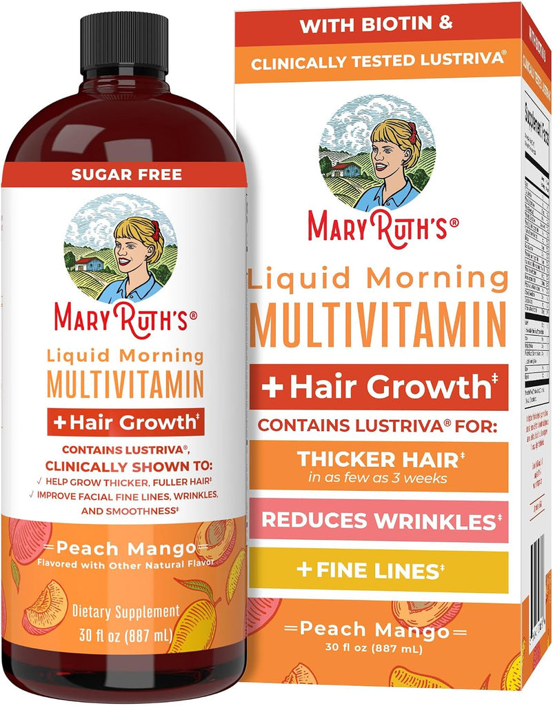 MARYRUTH'S Liquid Multivitamin + Hair Growth, Clinically Thicker Hair, 30oz - 8 Count (Pack of 1)
