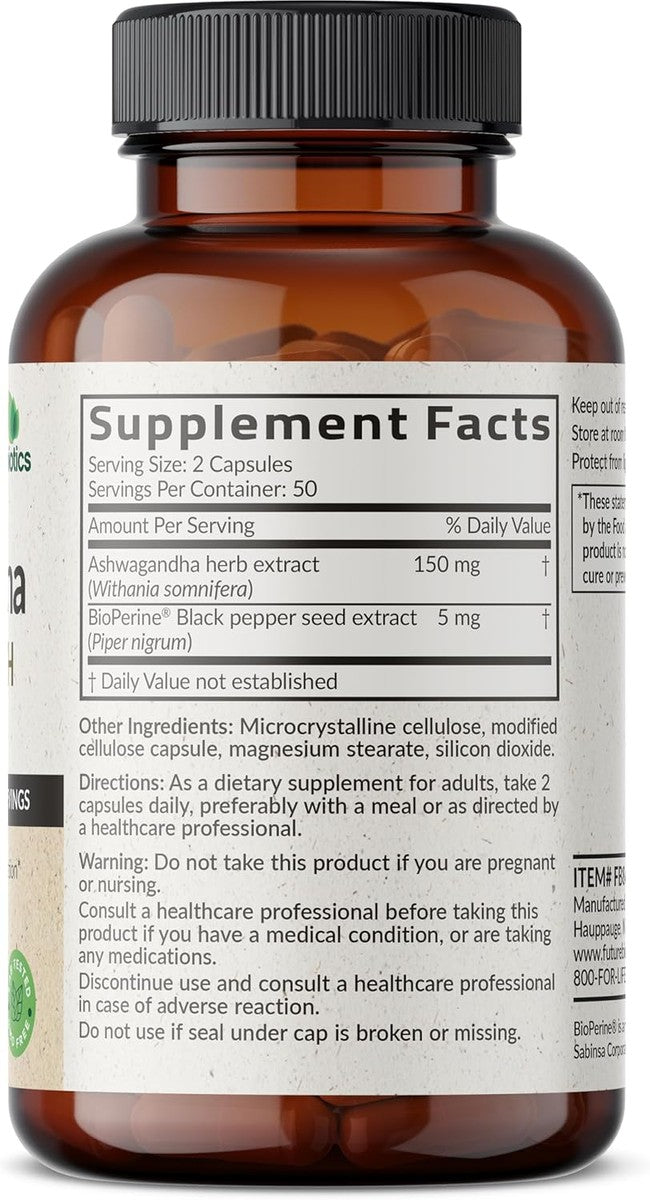 Visita la tienda de Futurebiotics Futurebiotics Ashwagandha Extra Strength - Soporte para el estrés y el estado de ánimo, 100 cápsulas