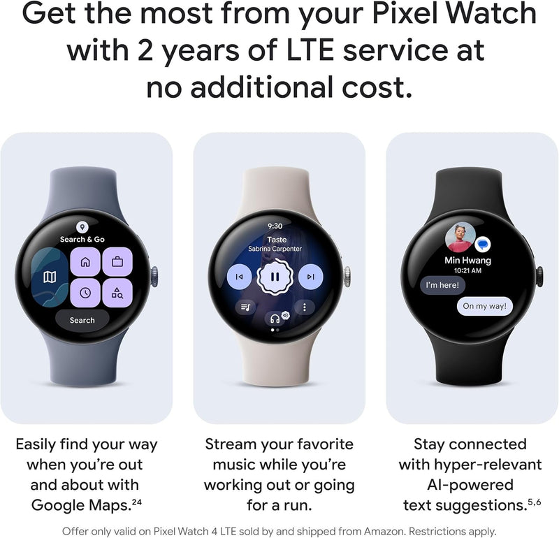 Google Pixel Watch 4 (45mm) - Android Smartwatch - Heart Rate,Sleep & Fitness Tracking -40-Hour Battery -Google AI -Matte Black Aluminum Case - Obsidian Active Band - Wi-Fi-Google Pixel Watch app