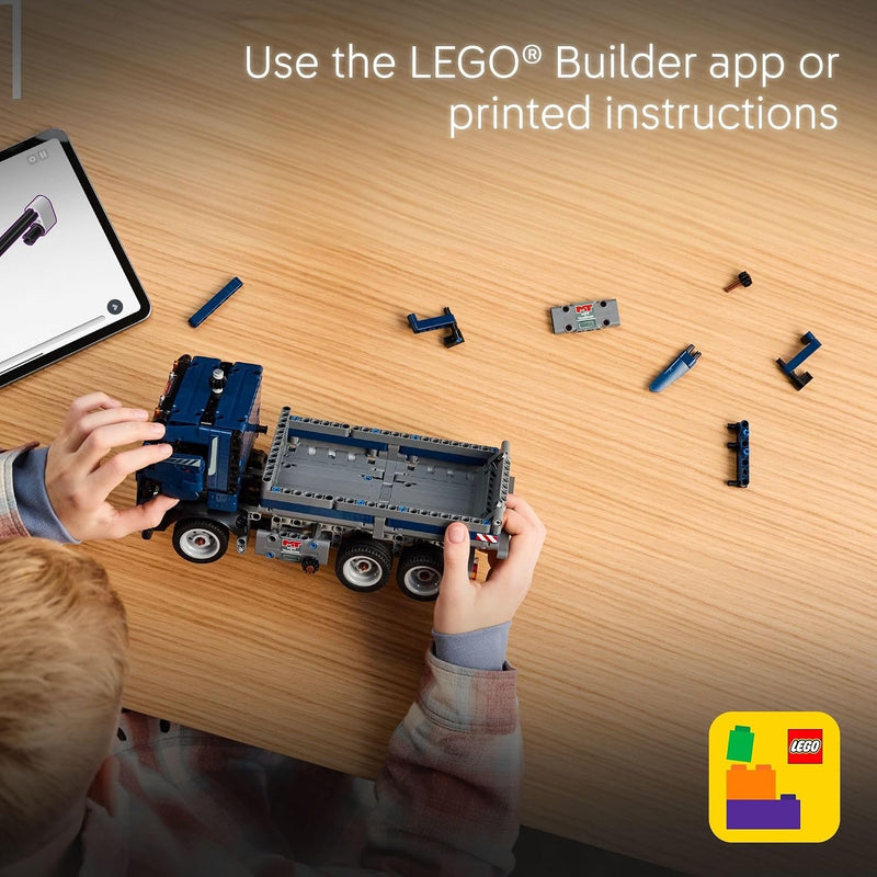 LEGO Technic Tipping Dump Truck Toy - Construction Truck Building Toy for Kids, Boys and Girls, Ages 9+ - Gift for Birthdays - W/Realistic Features - 42203