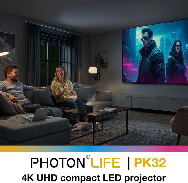 Optoma Photon Life PK32 - 4K UHD, 1,100 Lumens, LED, Premium Auto-Setup Home Entertainment & Gaming Projector