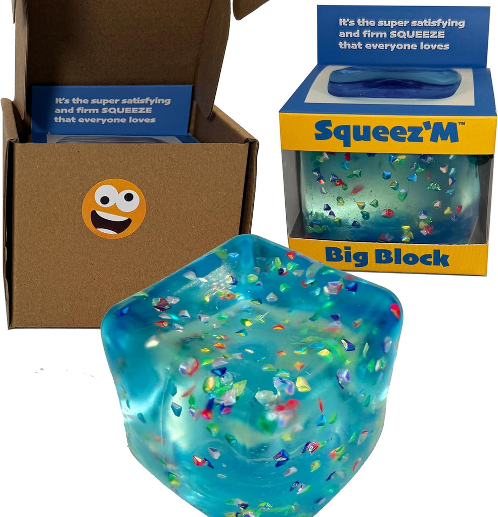 Original Big Block Premium Stress Cube, Glitter Squishy Fidget Toy, Adults